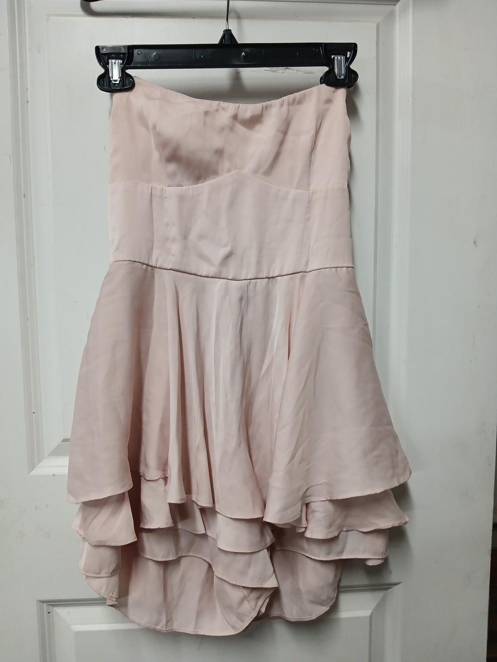 Cotton Candy Strapless High-Low Chiffon Dress - Blush